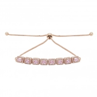 Rose Gold Plate Cubic Zirconia Pink Toggle Bracelet - Gift Boxed