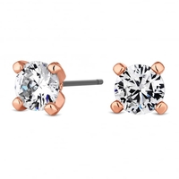 Rose Gold Plated 6mm Round Cubic Zirconia Stud Earring