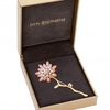 Rose Gold Plated And Pink Floral Brooch - Gift Boxed