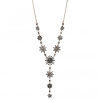 Rose Gold Plated Black Hematite Crystal Celestial Y Shape Necklace