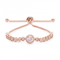Rose Gold Plated Center Stone Tennis Toggle Bracelet