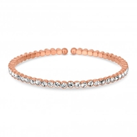 Rose Gold Plated Clear Single Tennis Cuff Bracelet