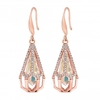 Rose gold plated clear caged raindrop drop earring