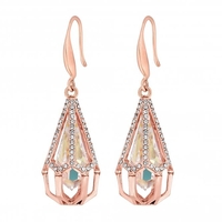 Rose gold plated clear caged raindrop drop earring