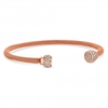 Rose Gold Plated Clear Crystal Braided Band Crystal End Cuff Bracelet
