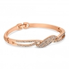 Rose Gold Plated Clear Crystal Pave Centre Wave Bangle Bracelet