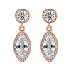 Rose Gold Plated Clear Cubic Zirconia Teardrop Drop Earring