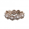 Rose Gold Plated Crystal and Cream Pearl Flower Stretch Bracelet