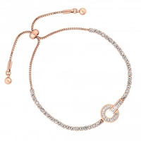 Rose Gold Plated Crystal Circle Link Toggle Bracelet