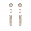 Rose Gold Plated Crystal Diamante And Pearl Earring Set - Pack of 3