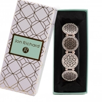 Rose Gold Plated Crystal Filagree Stretch Bracelet - Gift Boxed