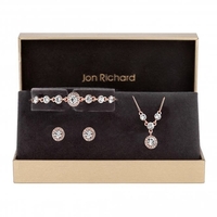 Rose Gold Plated Crystal Halo Trio Jewellery Set In A Gift Box