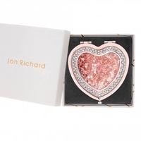 Rose Gold Plated Crystal Heart Shaker Compact Mirror - Gift Boxed
