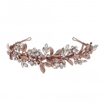 Rose Gold Plated Crystal Leaf Tiara