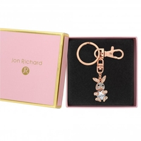 Rose Gold Plated Crystal Mini Rabbit Keyring - Gift Boxed