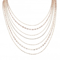 Rose Gold Plated Crystal Multi Row Diamante Necklace