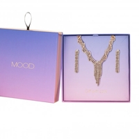 Rose Gold Plated Crystal Necklace And Earring Set - Gift Boxed