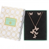 Rose Gold Plated Crystal Pave Butterfly Set - Gift Boxed