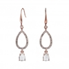 Rose Gold Plated Crystal Pave Pear Shape Drop Earrings
