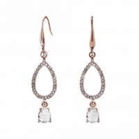 Rose Gold Plated Crystal Pave Pear Shape Drop Earrings