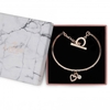 Rose Gold Plated Crystal T-Bar Heart Bracelet - Gift Boxed