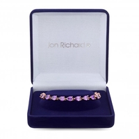 Rose Gold Plated Cubic Zirconia And Amethyst Bracelet - Gift Boxed
