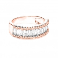 Rose Gold Plated Cubic Zirconia Baguette Channel Cocktail Ring