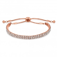 Rose Gold Plated Cubic Zirconia Band Toggle Bracelet