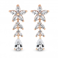 Rose Gold Plated Cubic Zirconia Floral Earrings