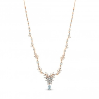 Rose Gold Plated Cubic Zirconia Floral Necklace