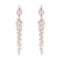 Rose Gold Plated Cubic Zirconia Linear Mixed Earrings
