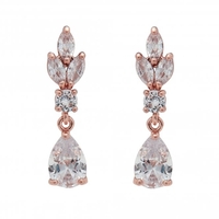 Rose Gold Plated Cubic Zirconia Marquise Earrings