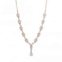 Rose Gold Plated Cubic Zirconia Marquise Y Necklace