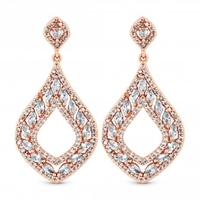 Rose Gold Plated Cubic Zirconia Open Pear Earrings