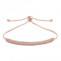 Rose Gold Plated Cubic Zirconia Pave Bar Toggle Bracelet