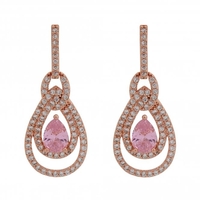 Rose Gold Plated Cubic Zirconia Pink Infinity Earrings