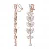 Rose Gold Plated Cubic Zirconia Statement Clip On Drop Earring