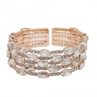 Rose Gold Plated Diamante Multi Row Cuff Bracelet