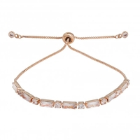Rose Gold Plated Fine Baguette And Round Bracelet