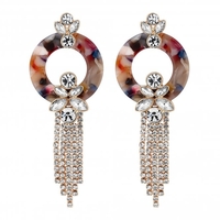 Rose Gold Plated Floral Resin Diamante Chandelier Earrings