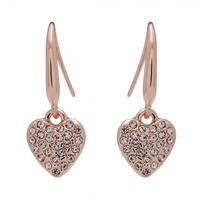 Rose Gold Plated Heart Drop Earrings