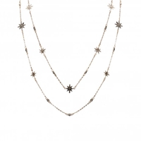 Rose Gold Plated Jet Crystal Celestial Double Necklace