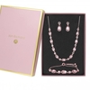 Rose Gold Plated Jet Crystal Pear Set - Gift Boxed