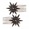Rose Gold Plated Jet Crystal Star Hair Combs - Pack of 2