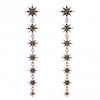 Rose Gold Plated Jet Crystal Star Linear Drop Earrings