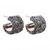 Rose Gold Plated Jet Crystal Wide Pave Hoop Earrings