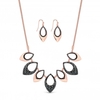 Rose Gold Plated Jet Hem Crystal Open Pear Set
