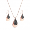 Rose Gold Plated Jet Hem Crystal Pear Short Set