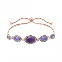 Rose Gold Plated Mixed Amythust Cubic Zirconia Toggle Bracelet