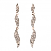 Rose Gold Plated Pave Link Drop Earrings